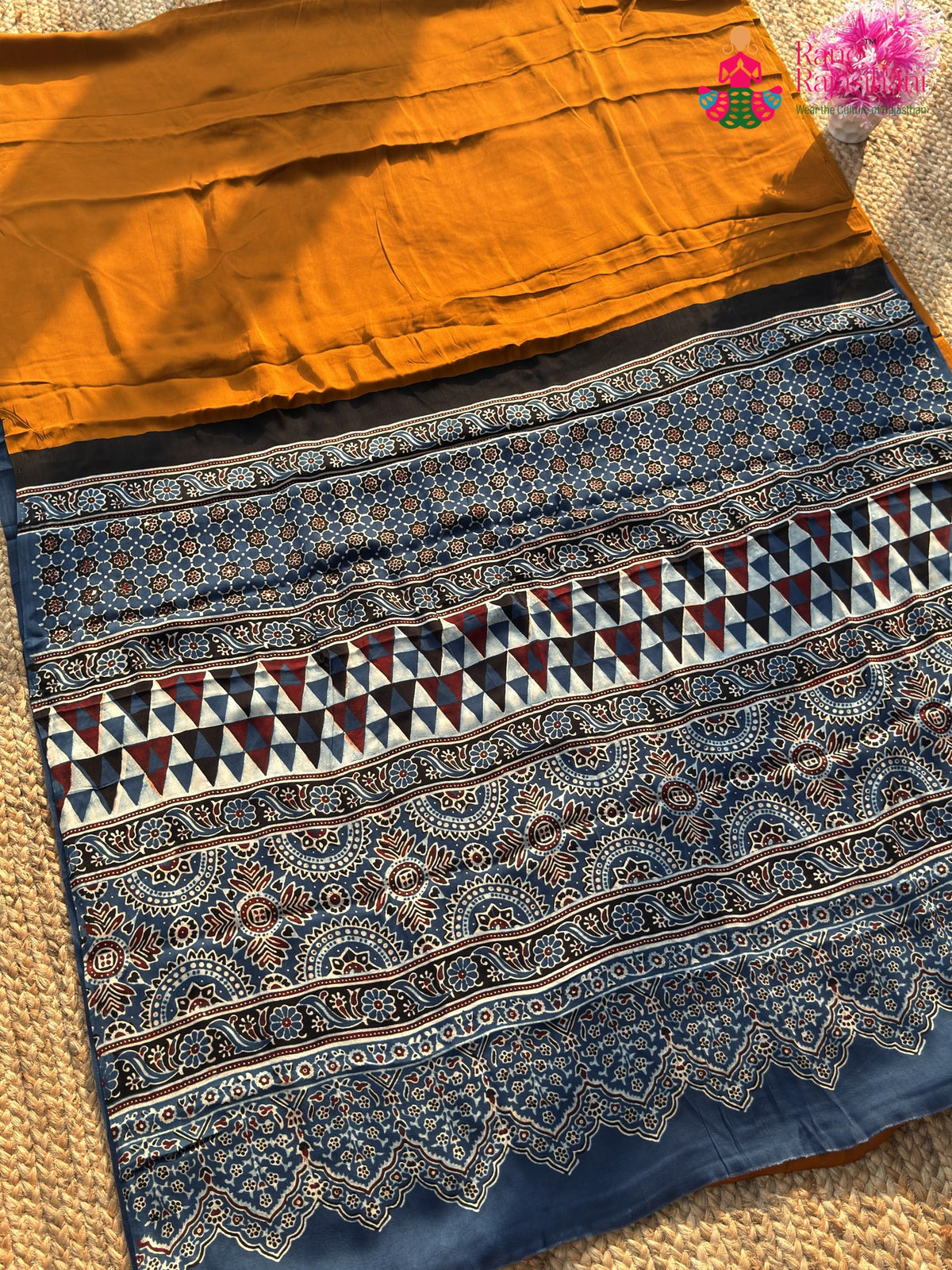 Brown Pure Modal Silk Ajrakh Print Saree for Wedding Reception | Designer Pick