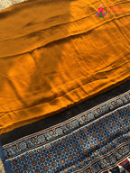Brown Pure Modal Silk Ajrakh Print Saree for Wedding Reception | Designer Pick