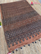 Brown Pure Modal Silk Sequin Leheriya Saree for Sangeet Night | Shop Now