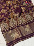 Wine Pure Russian Silk Gota Patti Saree for Wedding Guest | Designer Edit
