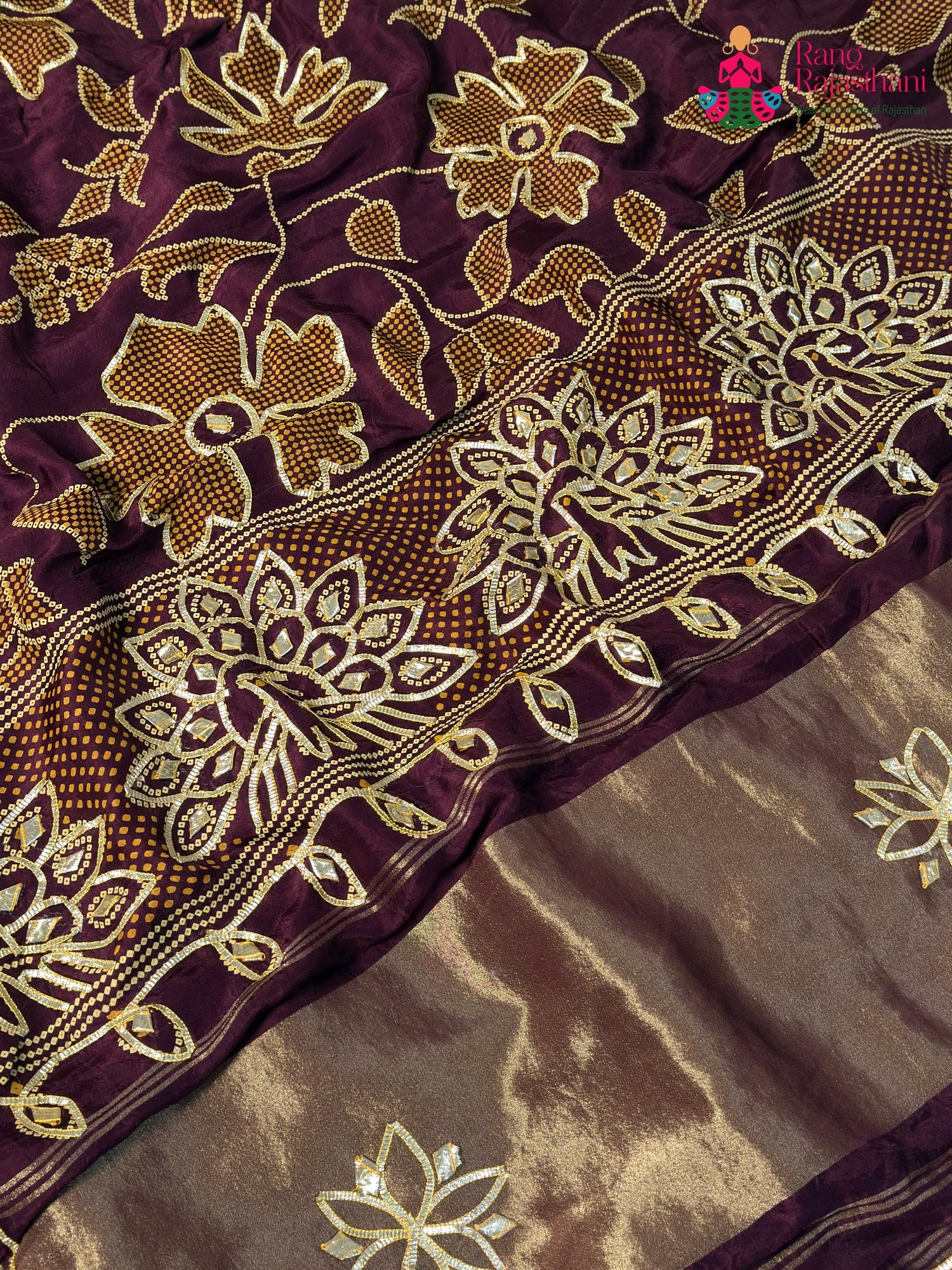Wine Pure Russian Silk Gota Patti Saree for Wedding Guest | Designer Edit