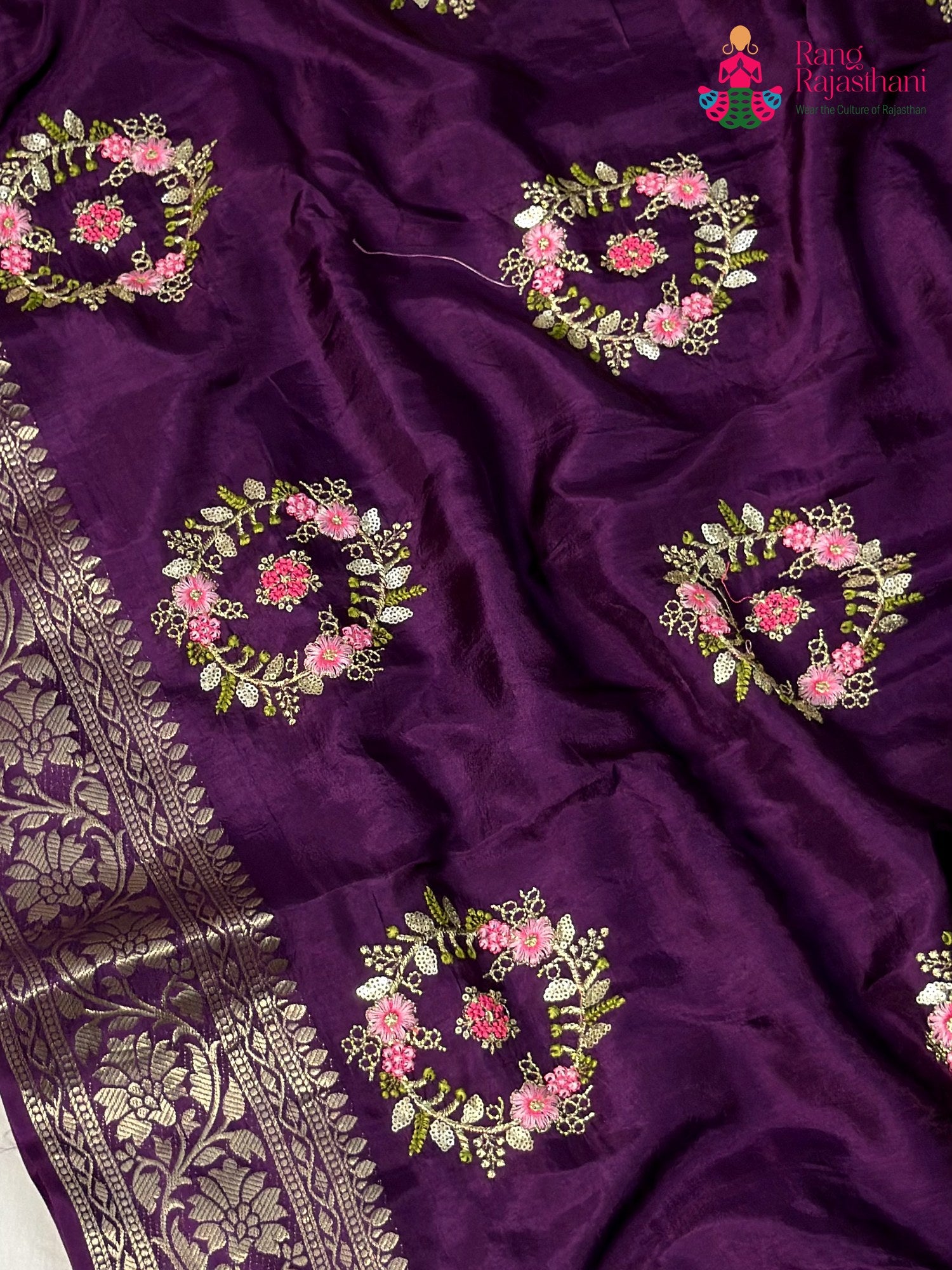 Wine Pure Russian Silk Resham Embroidery Saree for Wedding Guest | Trending Pick