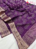 Purple Pure Ho Silk Zari Embroidery Saree for Wedding Guest | Ethnic Luxe