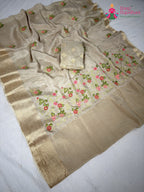 border detailing of chiku fabric saree