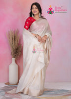 Chiku Pure Kota Silk saree with Boutique Handwork and banarasi border back view