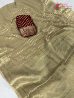 fabric texture of chiku pure georgette khaddi saree