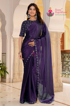 complete look of classic dvoilet chinnon saree 