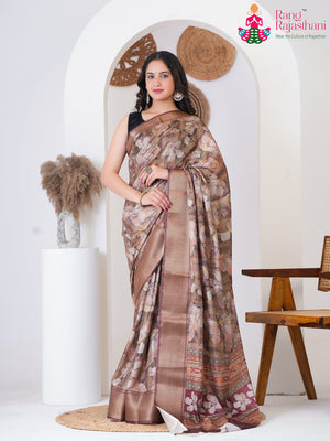 Beige Art Silk Printed Saree for Casual | Classic Edit