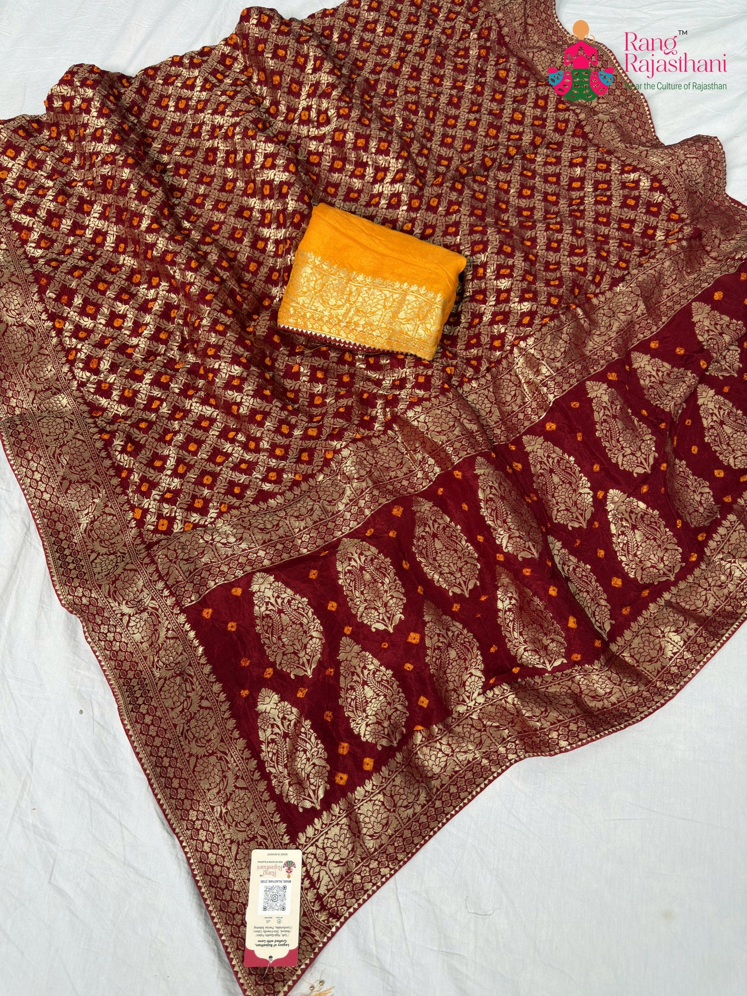 border detailing of contemporary red fabric saree