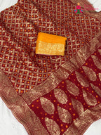 fabric texture of contemporary red fabric saree