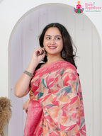 Pink Imported saree with Printed close up detailing