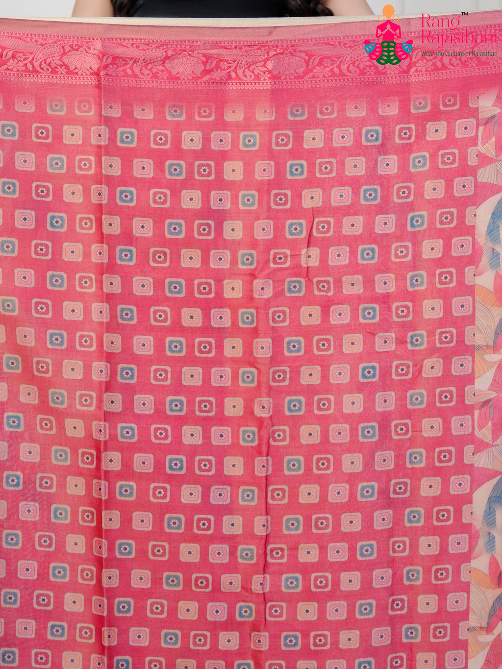 Pink Imported saree with Printed pallu detailing