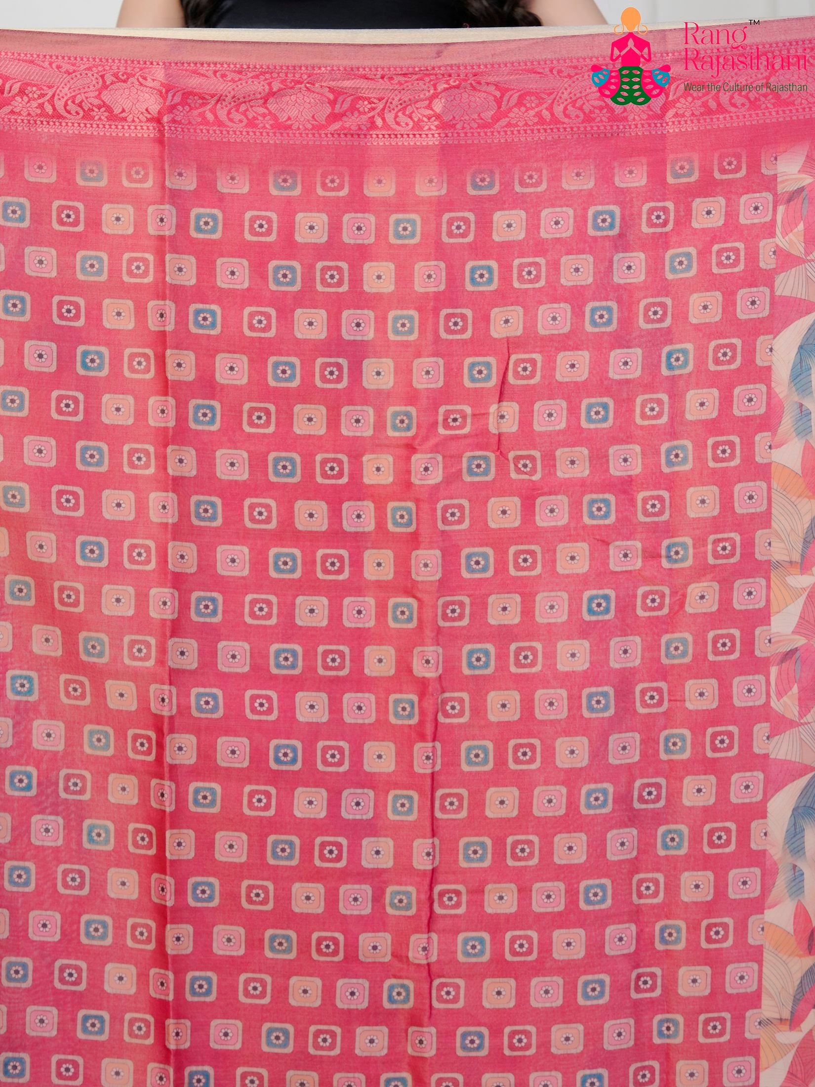 Pink Imported saree with Printed pallu detailing