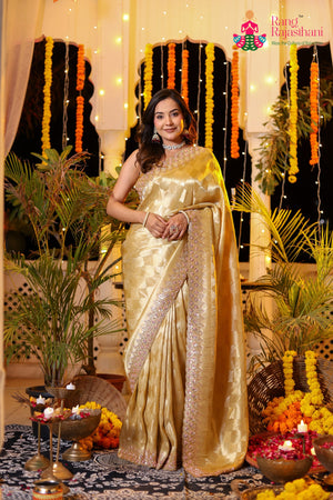 Cream Art Silk Hand Work Saree for Bridal | Buy Now