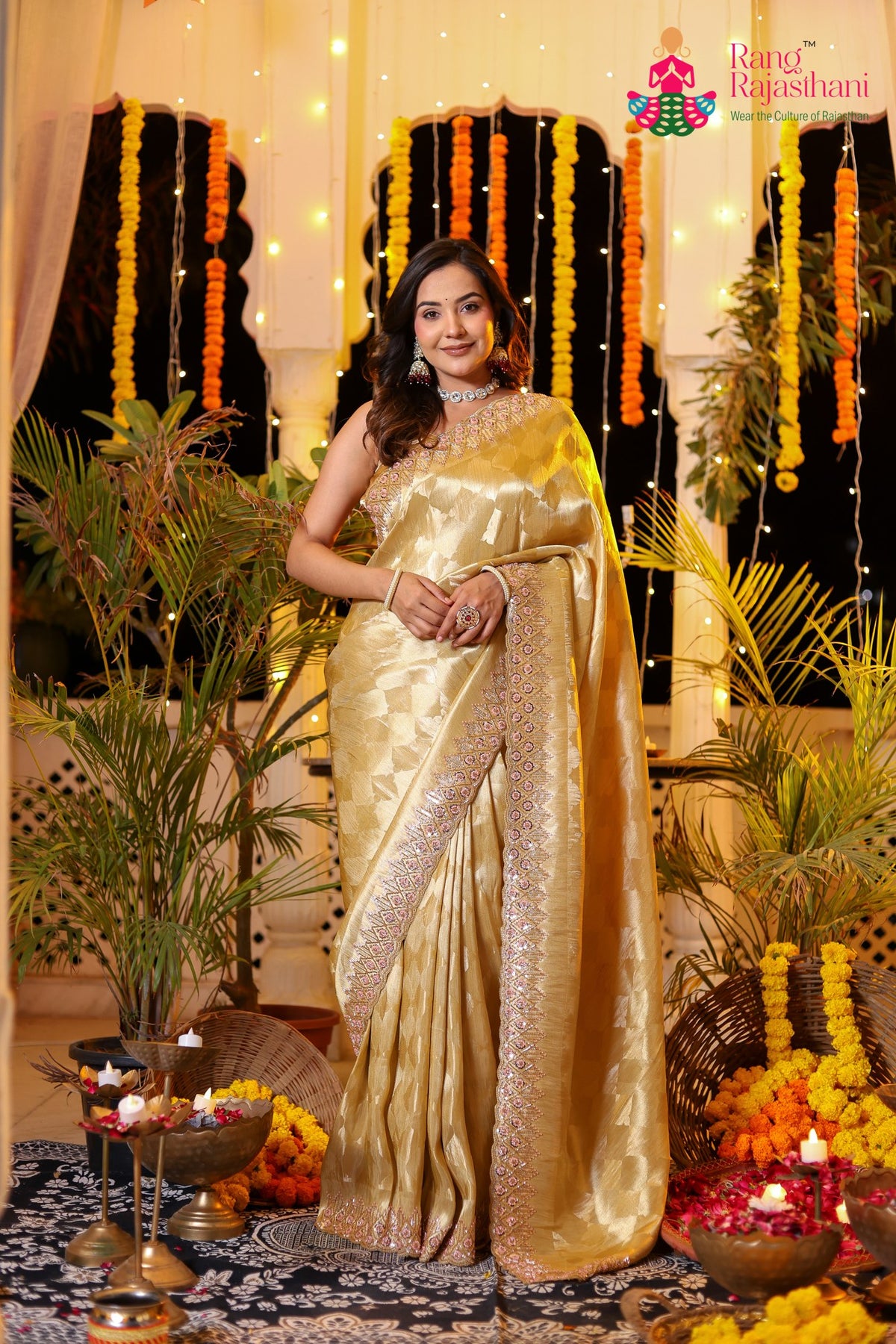 Cream Art Silk Hand Work Saree for Bridal | Buy Now