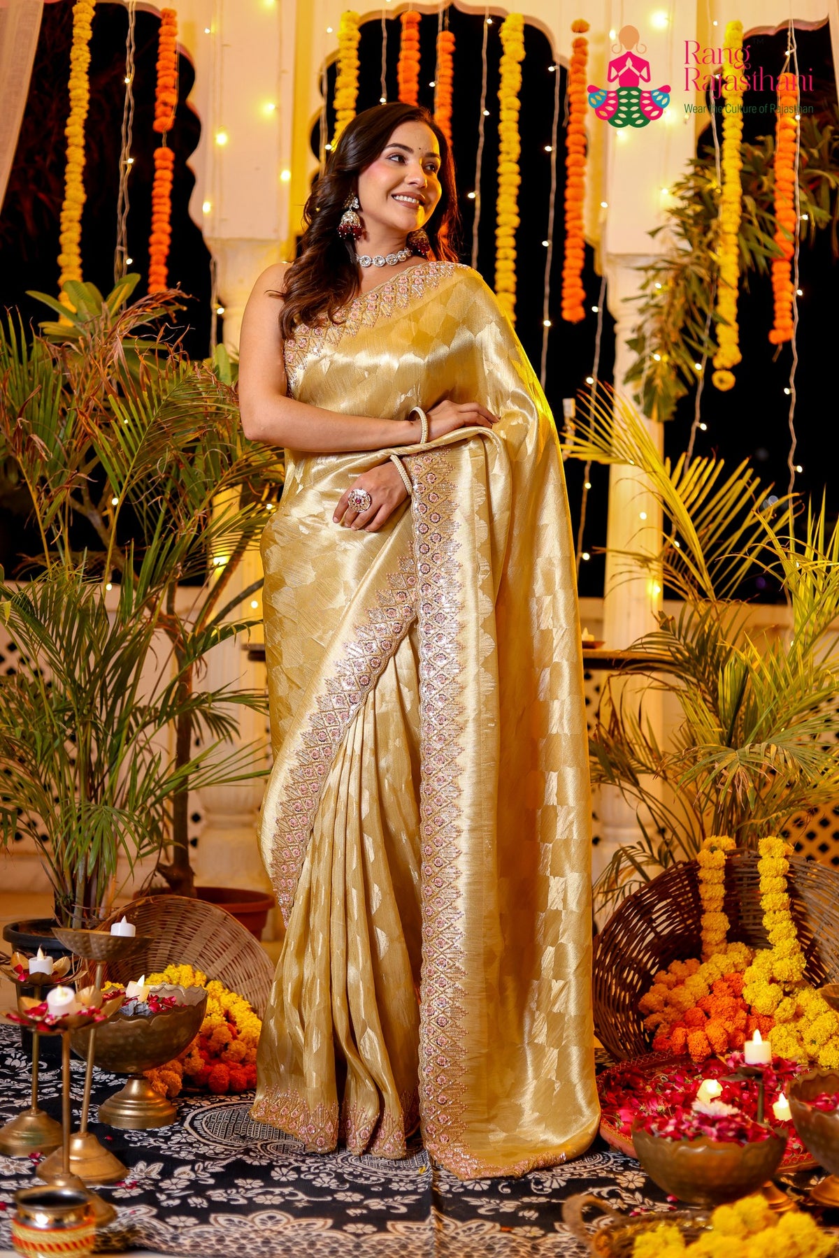 Cream Art Silk Hand Work Saree for Bridal | Buy Now
