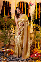 Cream Art Silk Hand Work Saree for Bridal | Buy Now