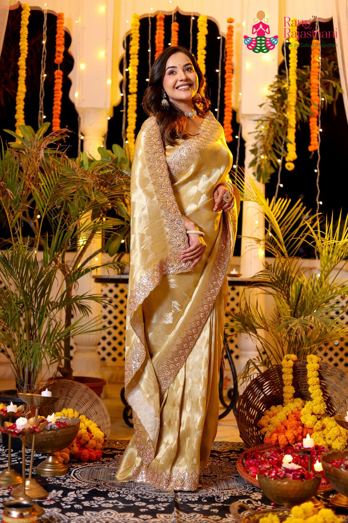 Cream Art Silk Hand Work Saree for Bridal | Buy Now