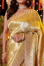 Cream Art Silk Hand Work Saree for Bridal | Buy Now