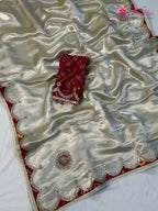 Cream Gajji Silk Gota Patti Saree for Mayra Ceremony | Latest Pick