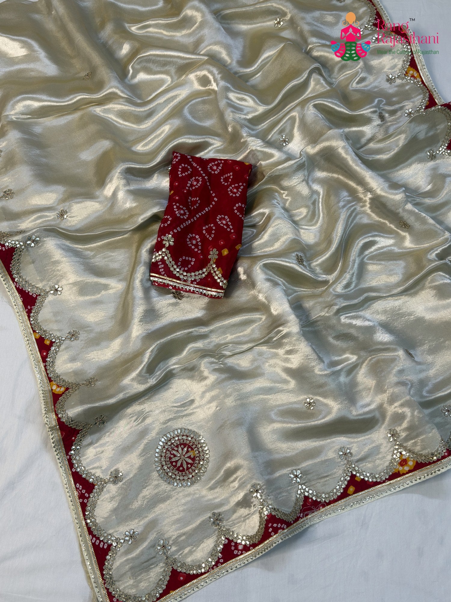Cream Gajji Silk Gota Patti Saree for Mayra Ceremony | Latest Pick