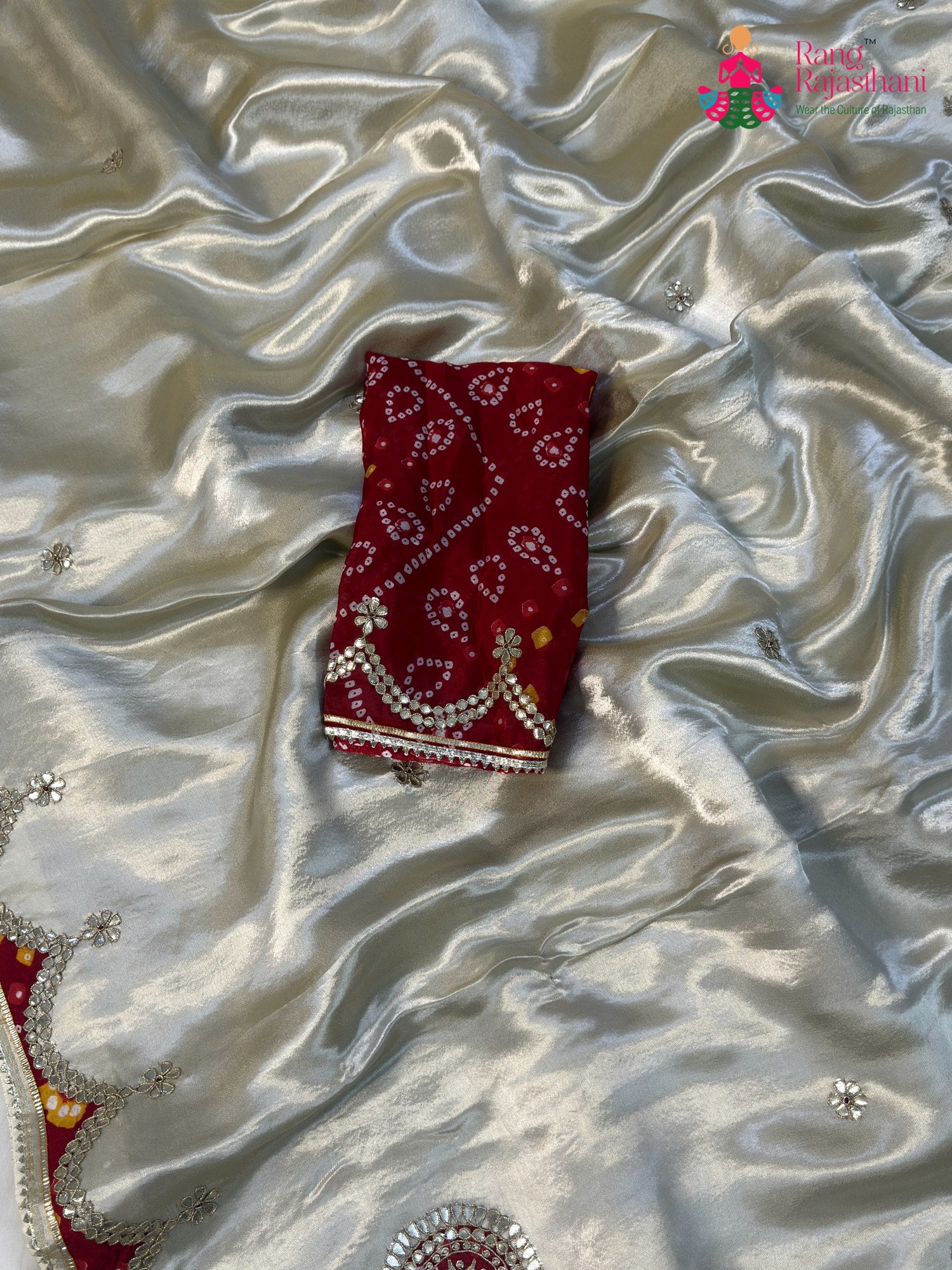 Cream Gajji Silk Gota Patti Saree for Mayra Ceremony | Latest Pick
