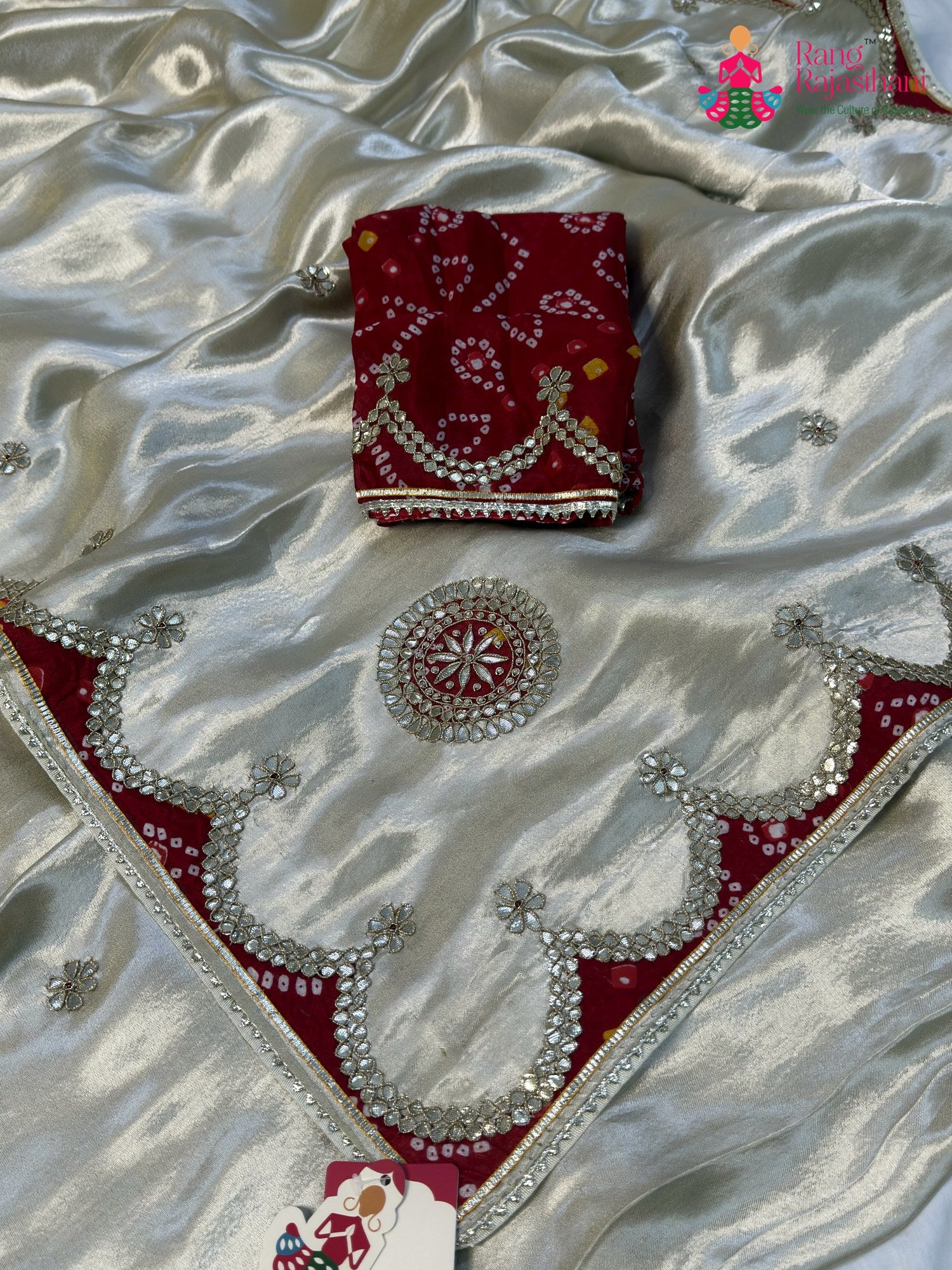 Cream Gajji Silk Gota Patti Saree for Mayra Ceremony | Latest Pick