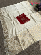 Cream Pure Ho Silk Banarasi Zari Weave Saree for Wedding Reception | Premium Collection