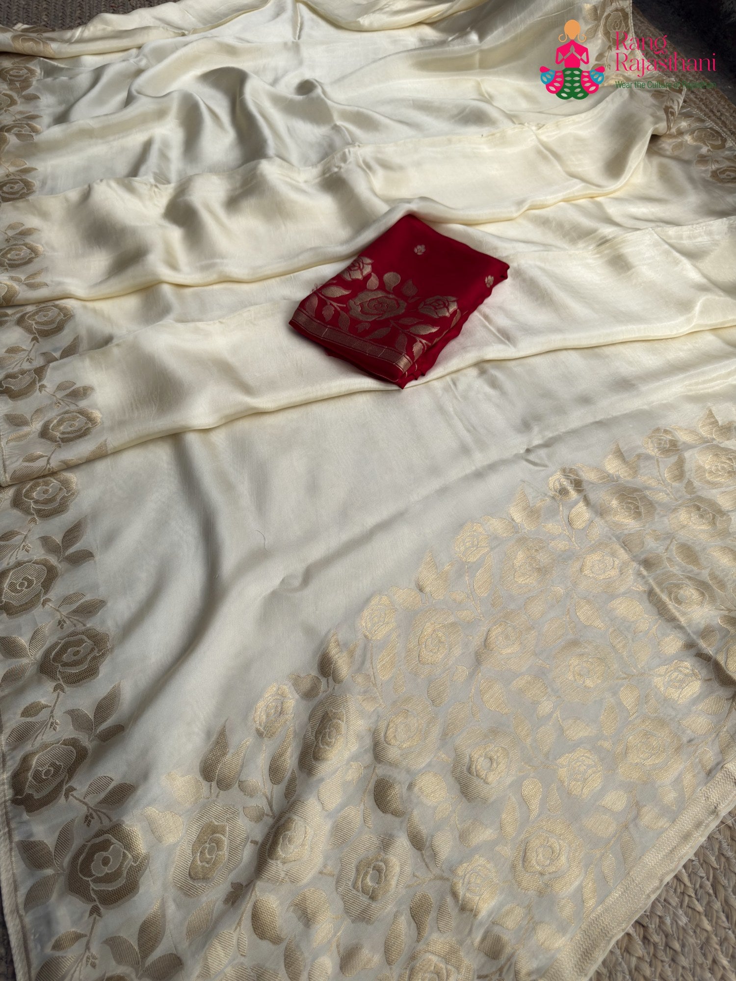 Cream Pure Ho Silk Banarasi Zari Weave Saree for Wedding Reception | Premium Collection