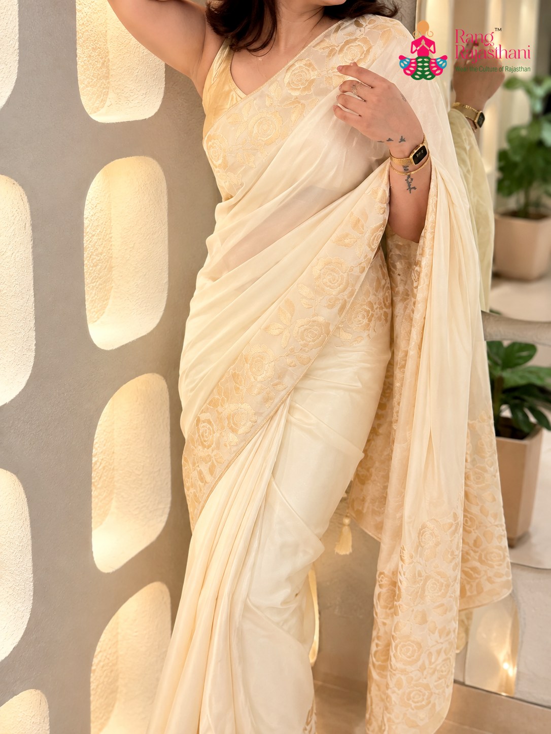 Cream Pure Ho Silk Banarasi Zari Weave Saree for Wedding Reception | Premium Collection