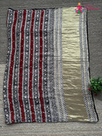 Cream Pure Modal Silk Sequin Ajrakh Print Saree for Wedding Reception | Buy Now