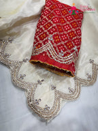 complete look of cream pure tissue silk gota patti saree
