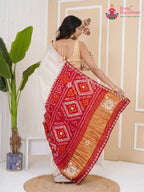 design pattern of cream pure tissue silk gota patti saree