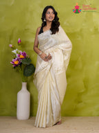 complete look of cream pure tissue silk gota patti saree