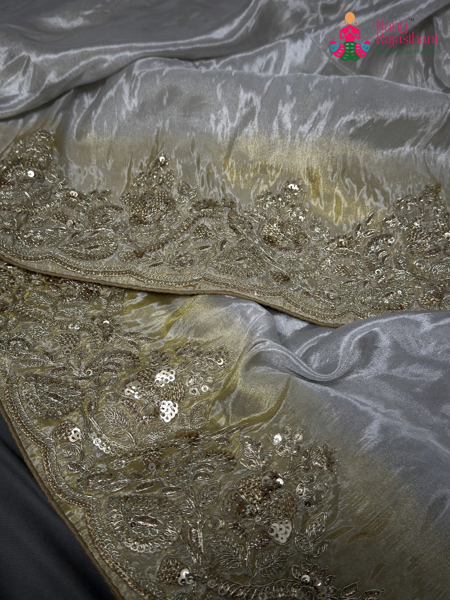 Cream Pure Tissue Silk Zari Embroidery Saree for Wedding Reception | Wedding Edit