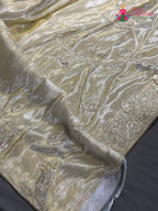 Cream Pure Tissue Silk Zari Embroidery Saree for Wedding Reception | Fashion Edit