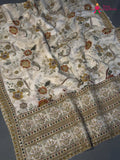 cream pure tissue silk zari embroidery saree by Rang Rajasthani