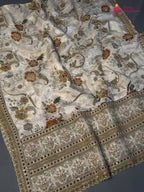 cream pure tissue silk zari embroidery saree by Rang Rajasthani