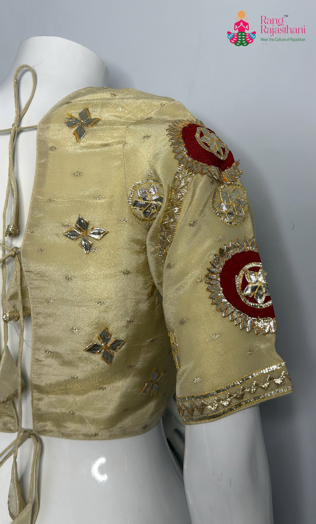 complete look of cream pure upada silk gota patti blouse 3764