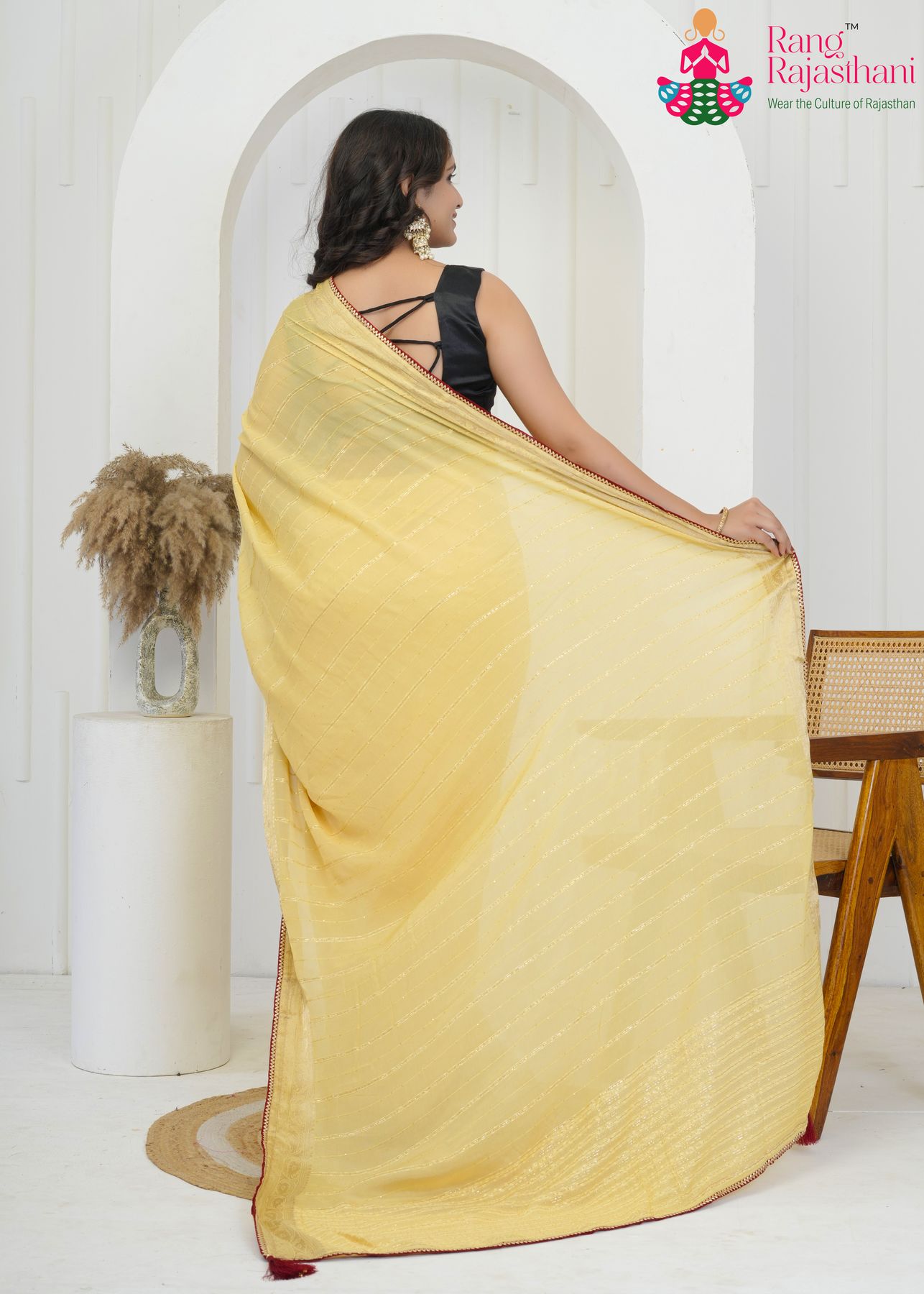 Soft Cream Simple Saree - Party Ready
