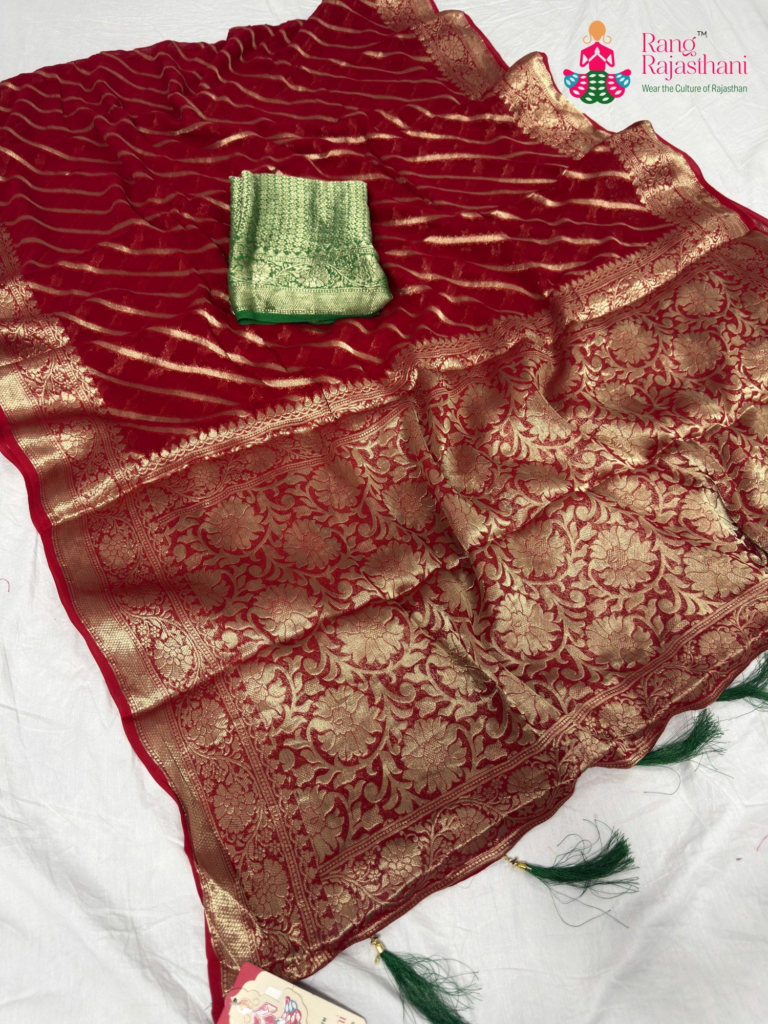 Red Georgette Leheriya Flow Saree : Festive Harmony