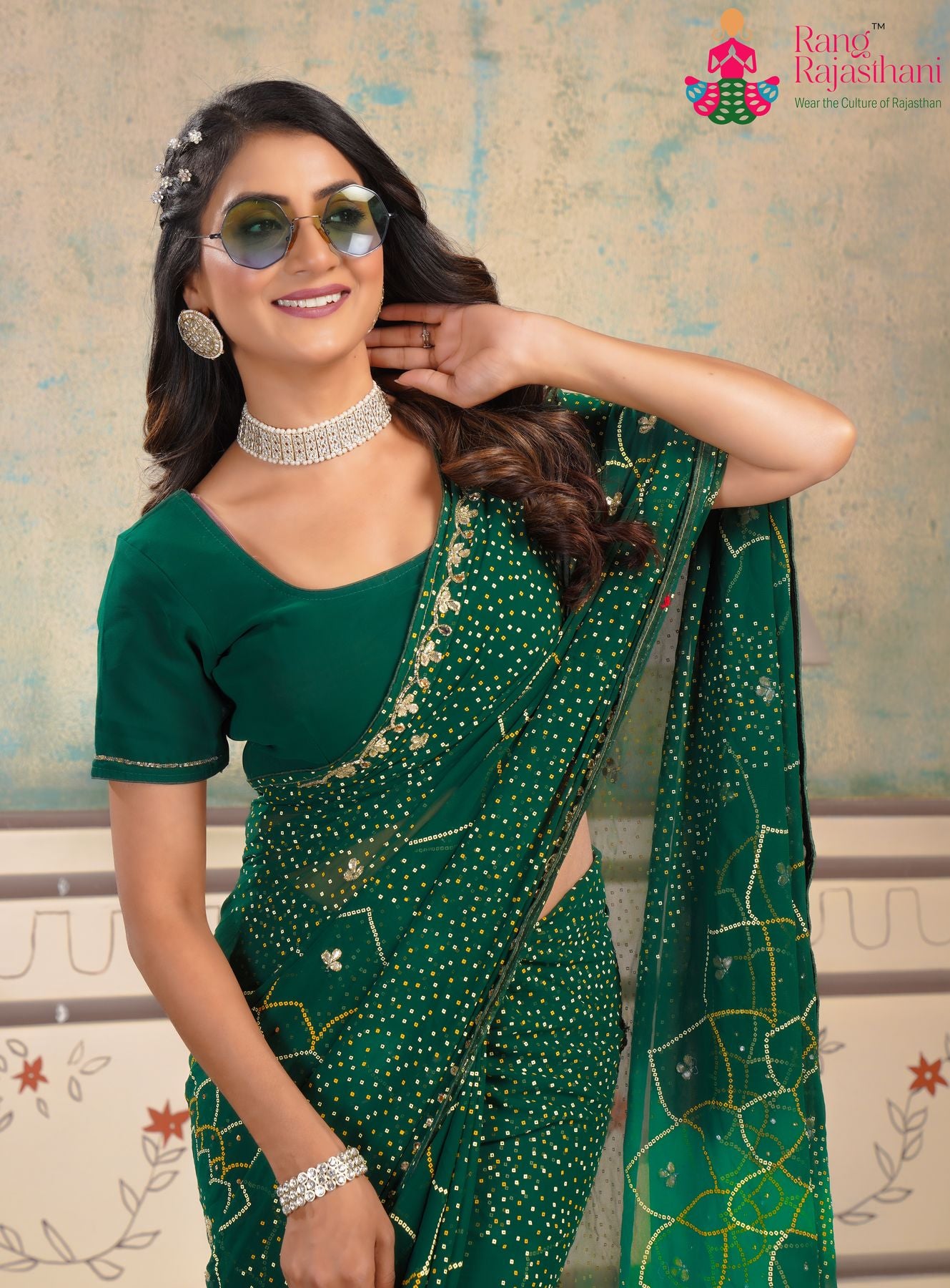 Green Bandhani saree — Modern look saree| Rang Rajasthani