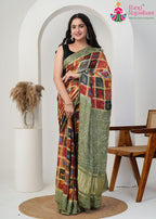 Olive Pure Gajji Silk Wedding saree with Khaddi Work from Rang Rajasthani