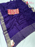 Purple Pure Ho Silk Jacquard Weave Plain Saree for Wedding Guest | Signature Look