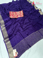 border detailing of purple print fabric saree