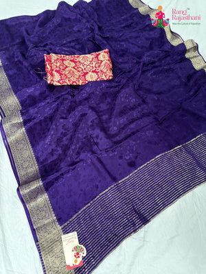 Purple Pure Ho Silk Jacquard Weave Plain Saree for Wedding Guest | Signature Look