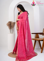 Dusty Pink Pure saree with Zari Work side drape view