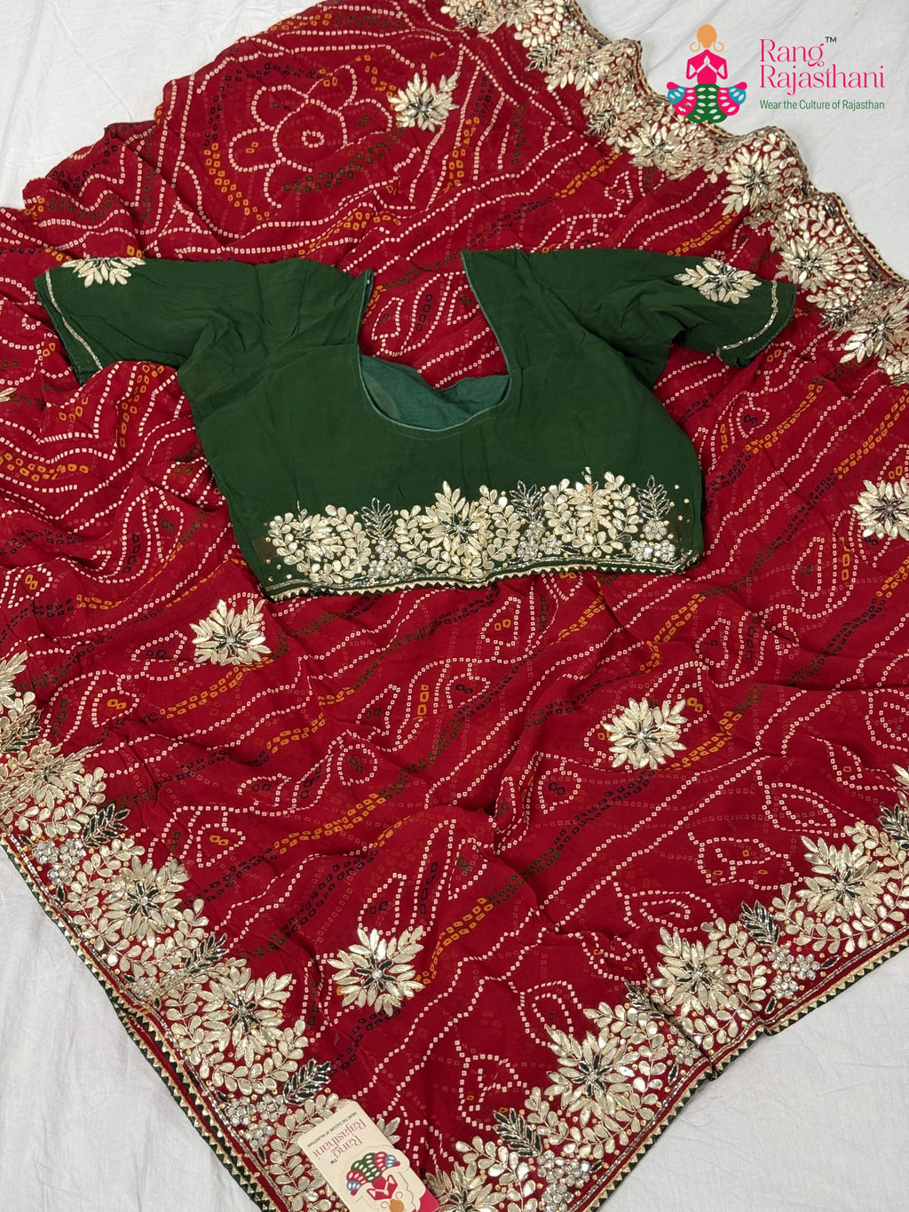 fabric texture of elegant red fabric saree
