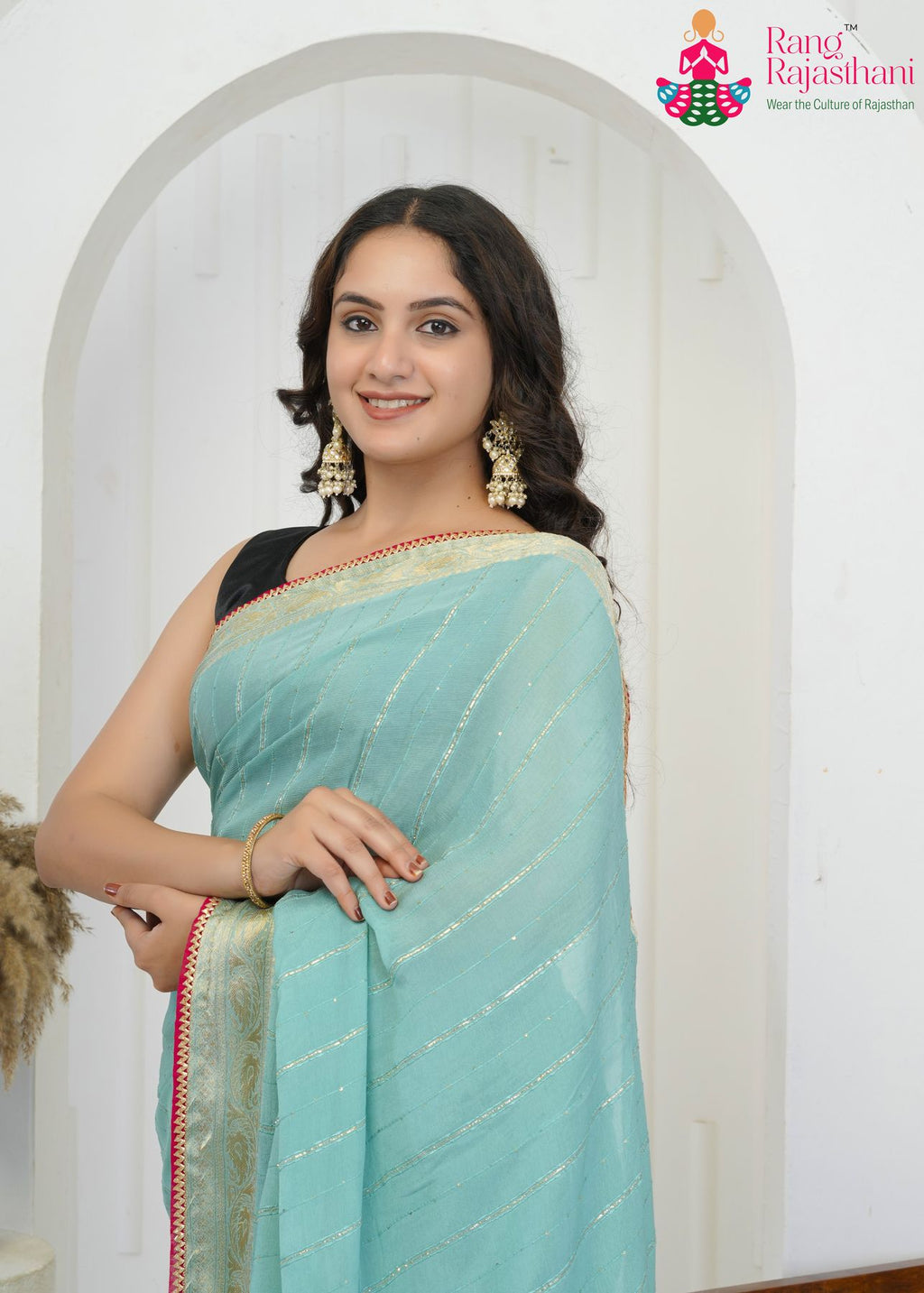 Sky Color Simple Saree - Grace