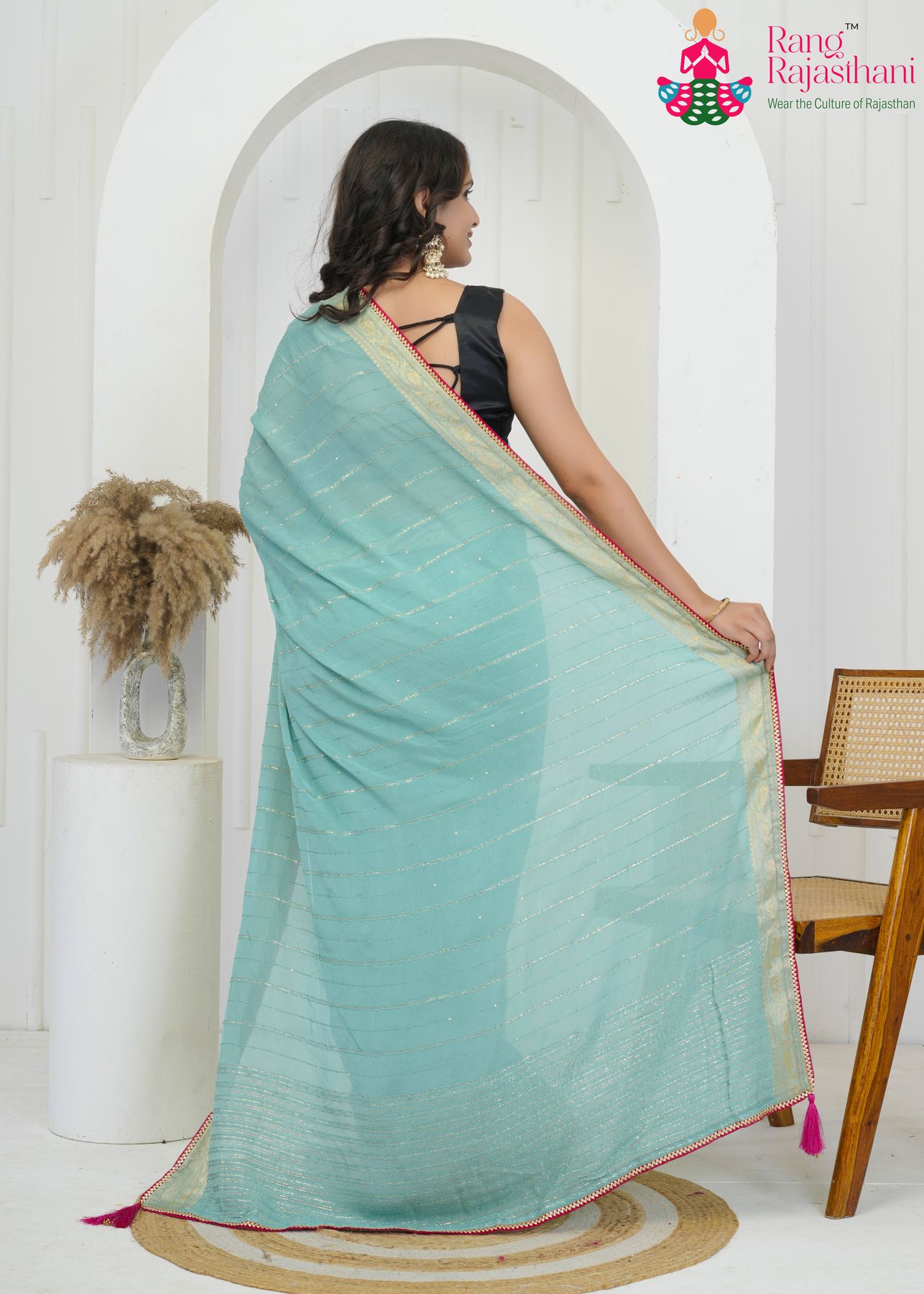 Sky Color Simple Saree - Grace